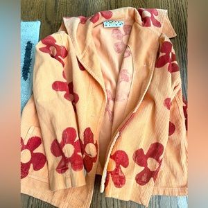 Big Bud Orange Floral Corduroy jacket Size Medium
